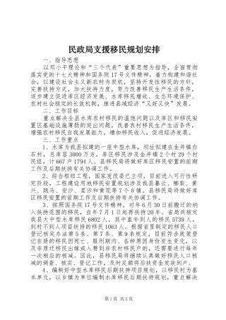 2024年民政局支援移民规划安排