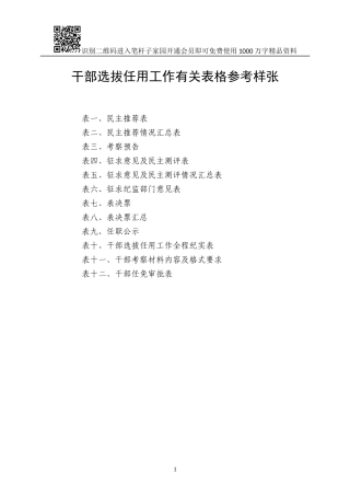 干部选拔任用工作全部系列表格12张