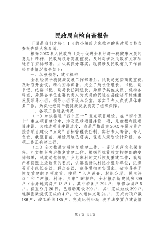 2024年民政局自检自查报告