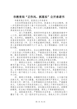 2024年市教育局正作风抓落实公开承诺书