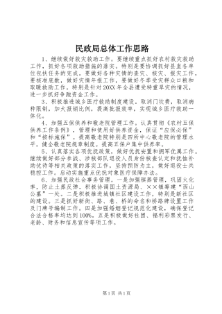 2024年民政局总体工作思路
