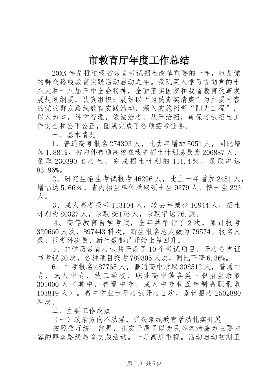 2024年市教育厅年度工作总结_第1页