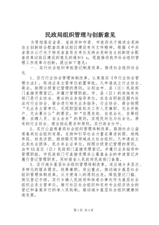 2024年民政局组织管理与创新意见