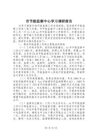 2024年市节能监察中心学习调研报告