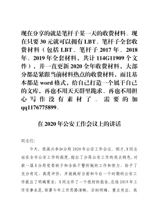 公安工作会议讲话