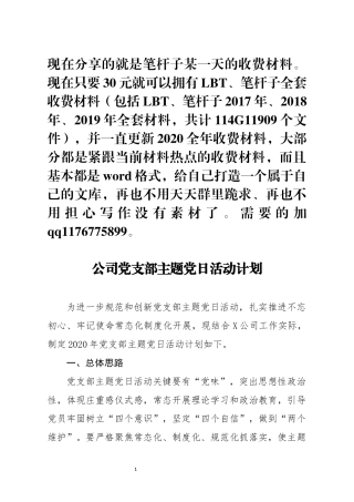 公司党支部主题党日活动计划