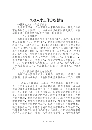 2024年民政人才工作分析报告