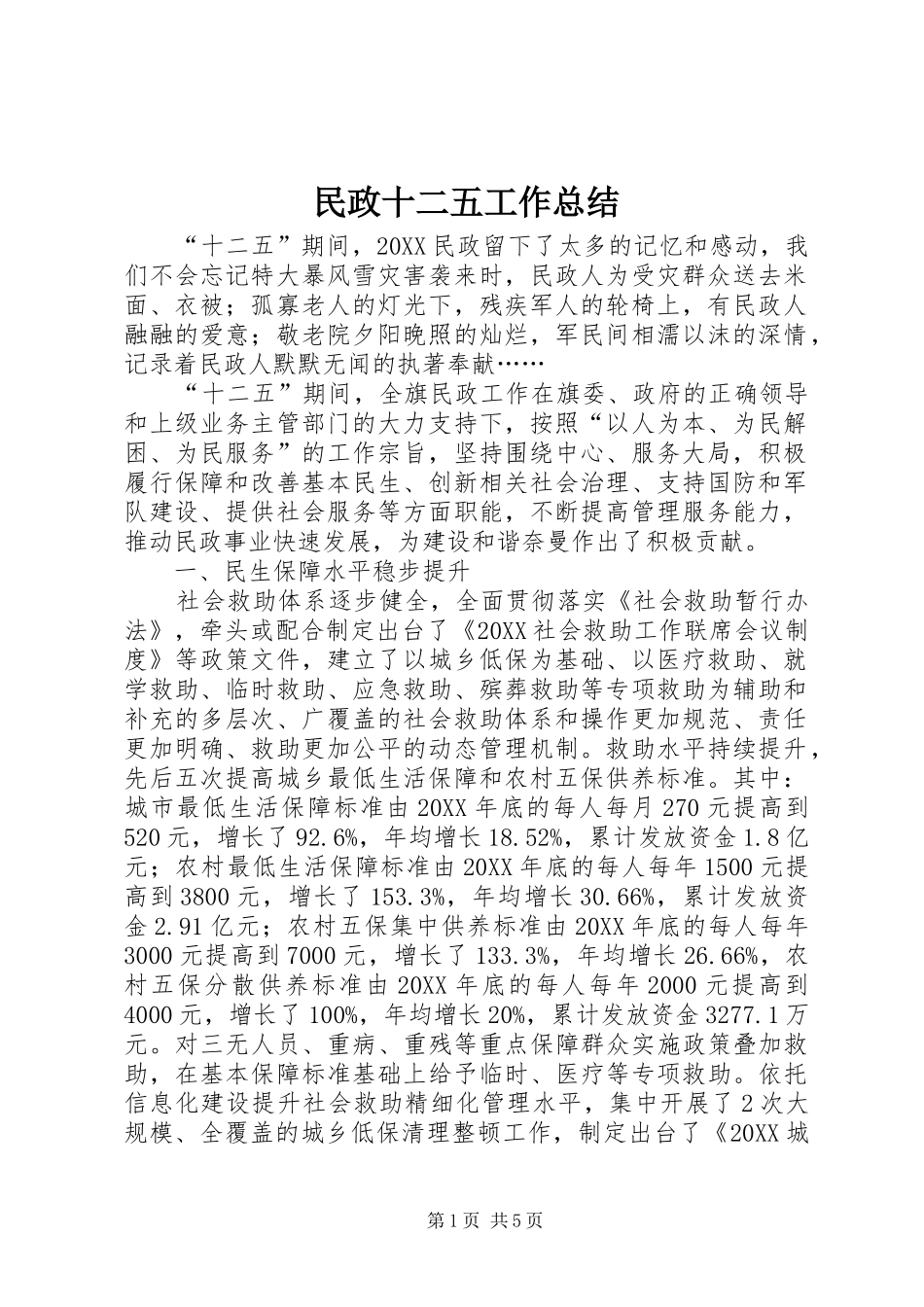 2024年民政十二五工作总结_第1页