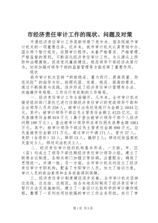2024年市经济责任审计工作的现状问题及对策