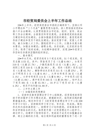 2024年市经贸局委员会上半年工作总结