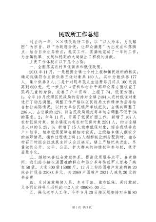 2024年民政所工作总结