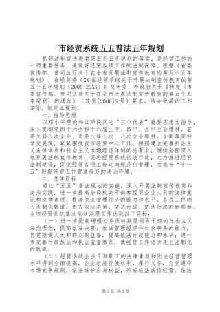 2024年市经贸系统五五普法五年规划