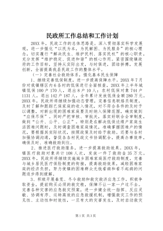 2024年民政所工作总结和工作计划