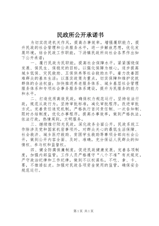 2024年民政所公开承诺书