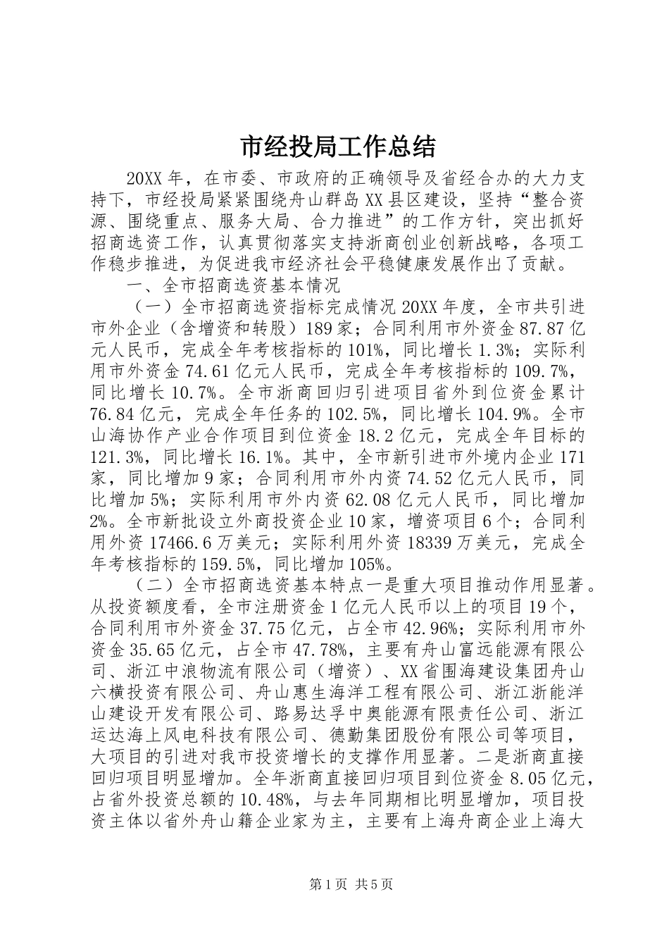 2024年市经投局工作总结_第1页