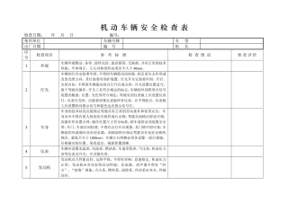 机动车辆安全检查表