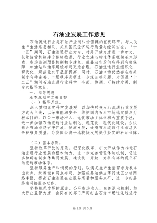 2024年石油业发展工作意见