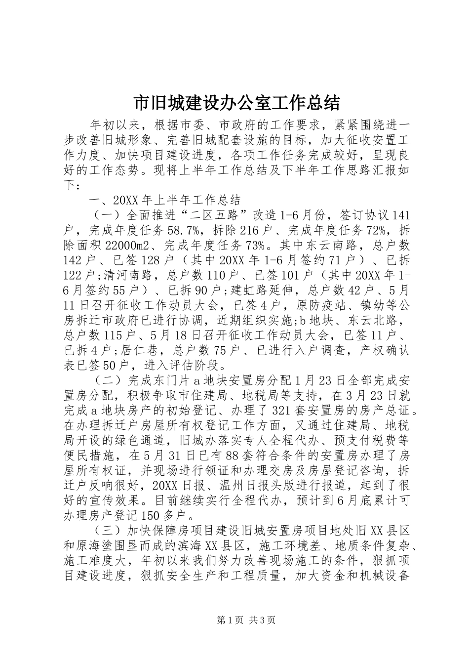 2024年市旧城建设办公室工作总结_第1页