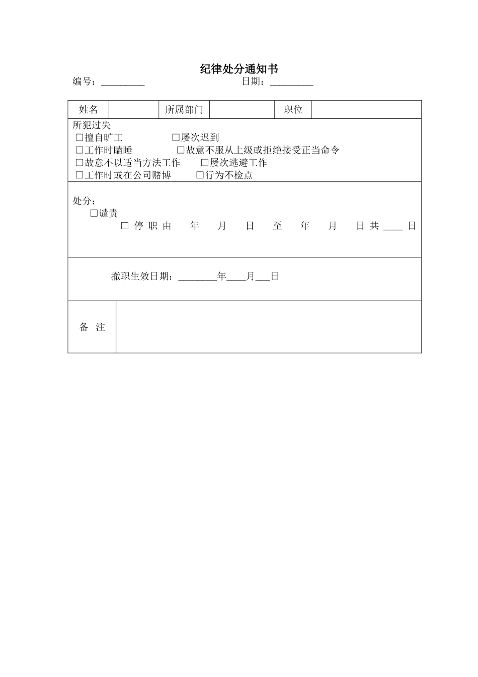纪律处分通知书_第1页