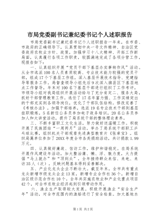 2024年市局党委副书记兼纪委书记个人述职报告