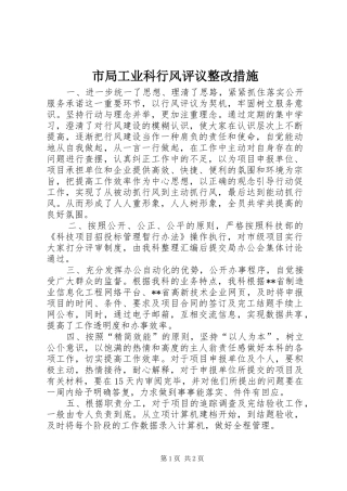 2024年市局工业科行风评议整改措施