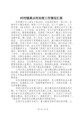 2024年时村镇难点村治理工作情况汇报