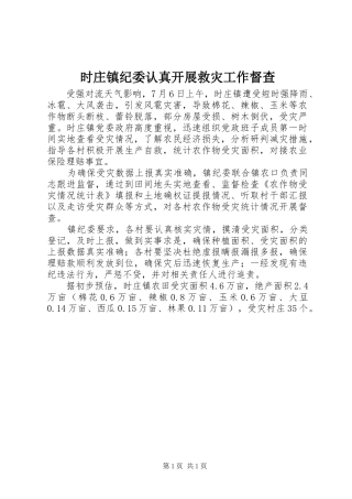 2024年时庄镇纪委认真开展救灾工作督查