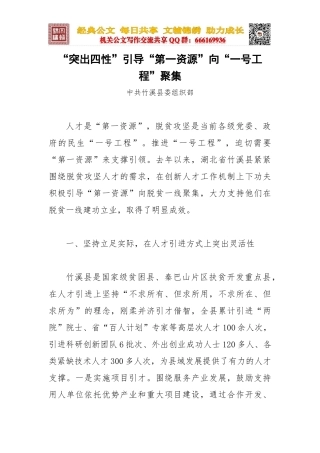 “突出四性”引导“第一资源”向“一号工程”聚集