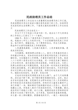 2024年民政助理员工作总结