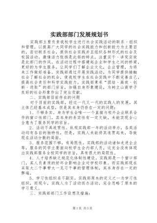 2024年实践部部门发展规划书