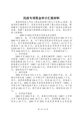 2024年民政专项资金审计汇报材料