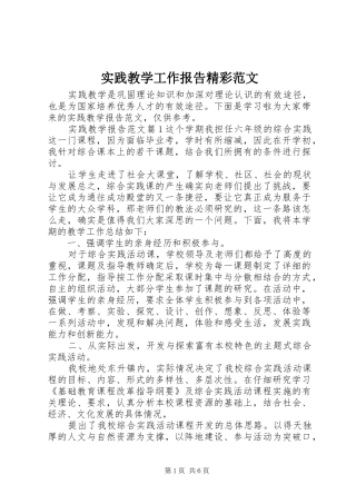 2024年实践教学工作报告精彩范文