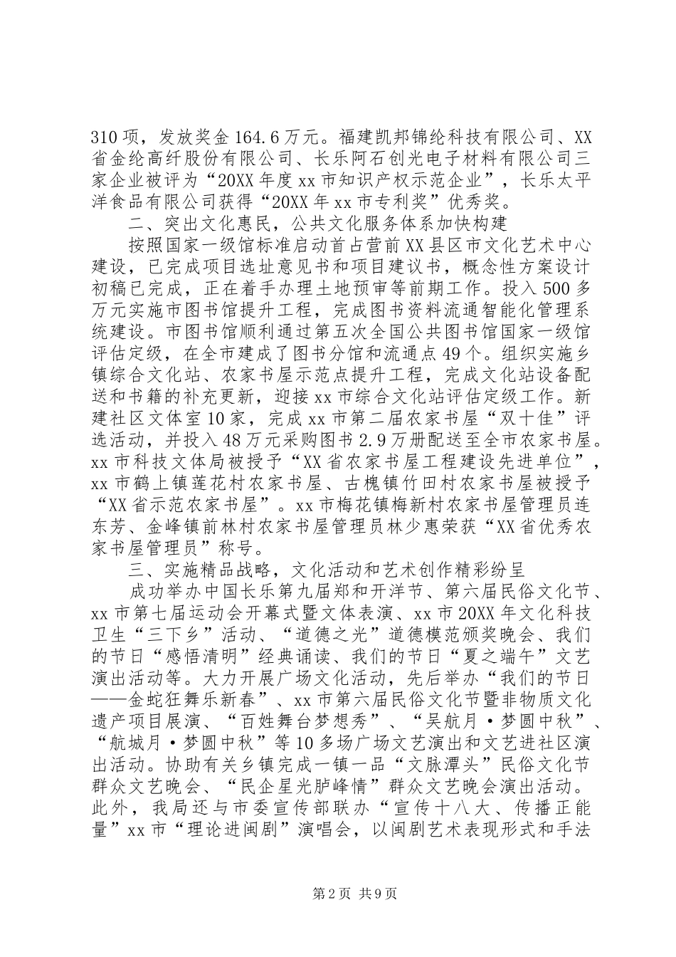 2024年市科技文体局工作总结报告_第2页