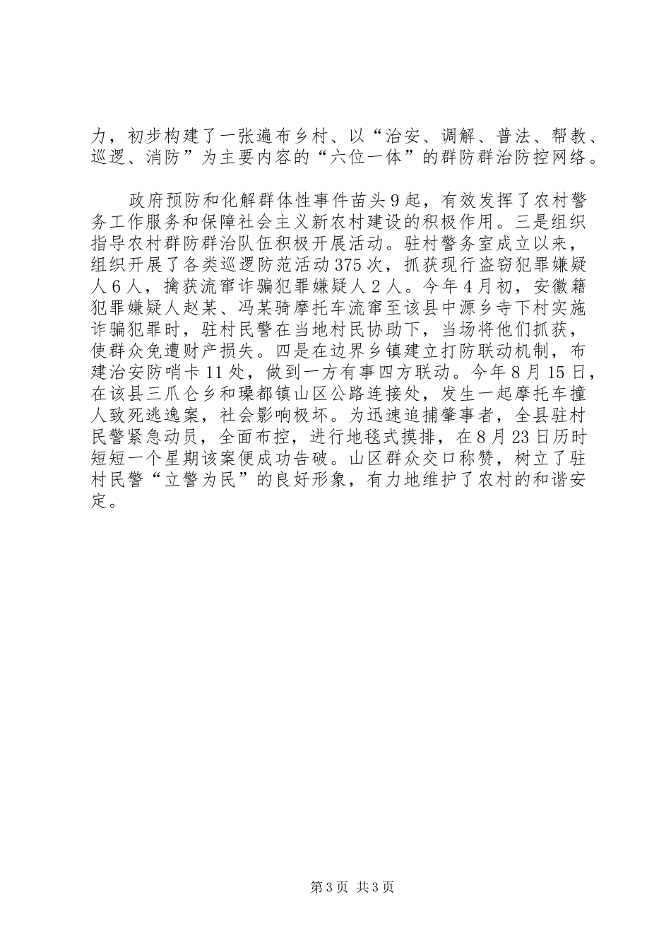 2024年实施村级警务战略经验交流材料_第3页