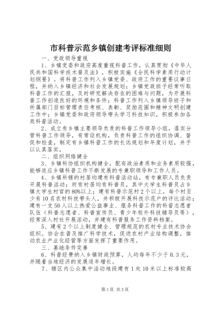 2024年市科普示范乡镇创建考评标准细则