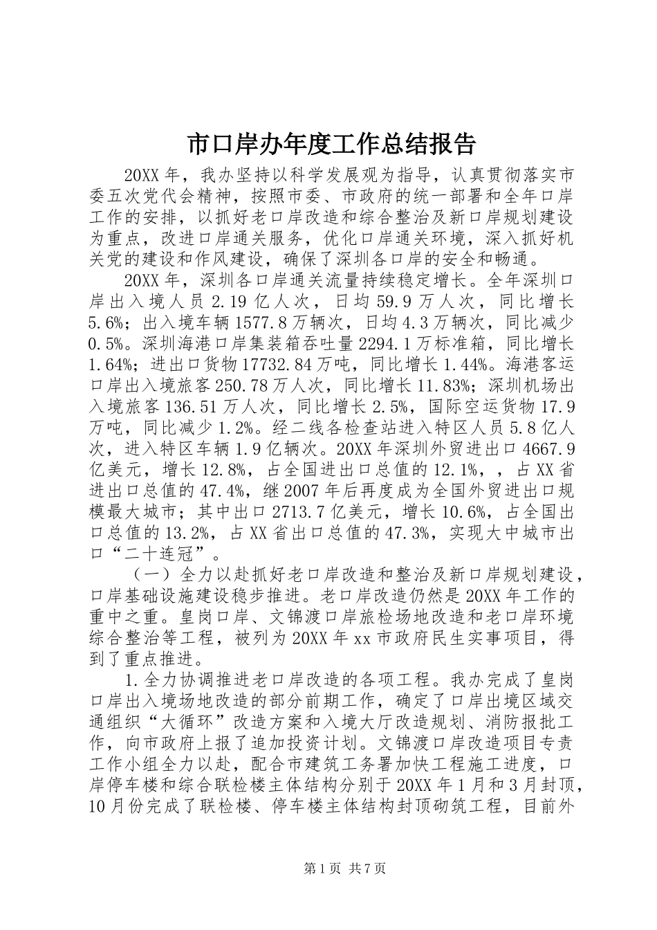 2024年市口岸办年度工作总结报告_第1页