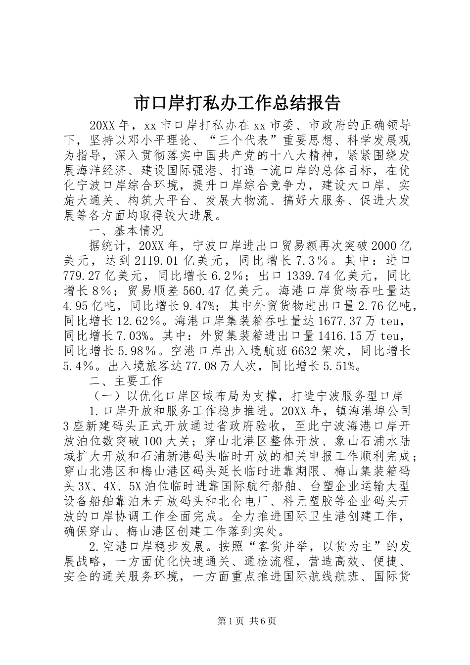 2024年市口岸打私办工作总结报告_第1页