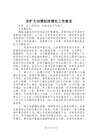 2024年市扩大内需经济增长工作意见