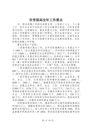 2024年市劳保局全年工作要点