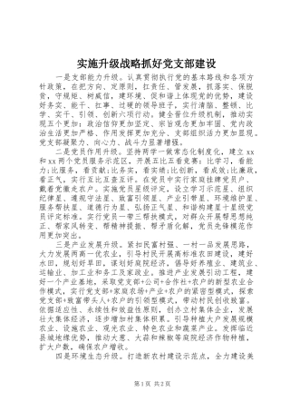 2024年实施升级战略抓好党支部建设