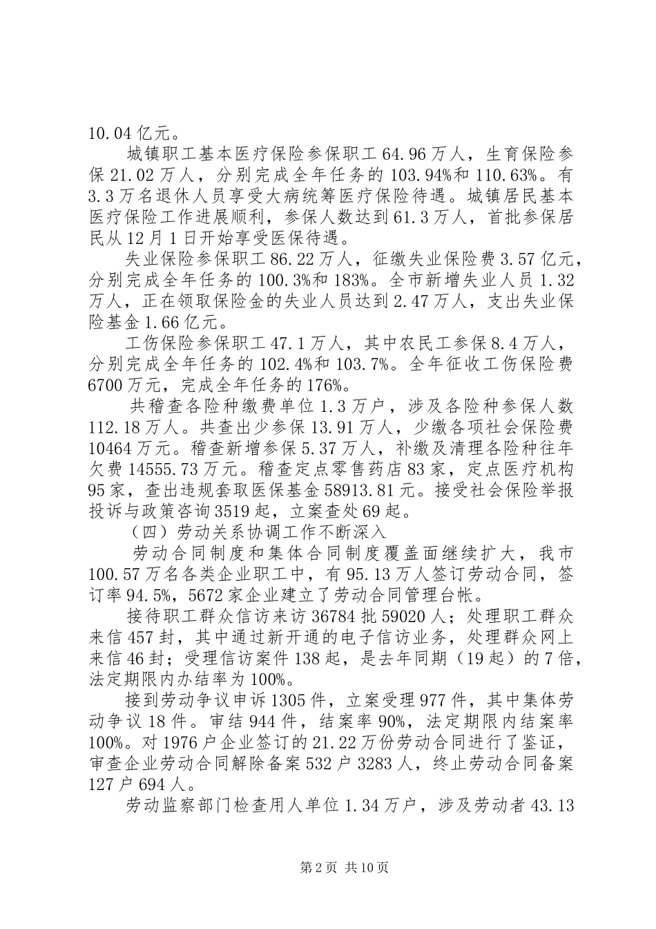 2024年市劳动和社会保障工作总结_第2页