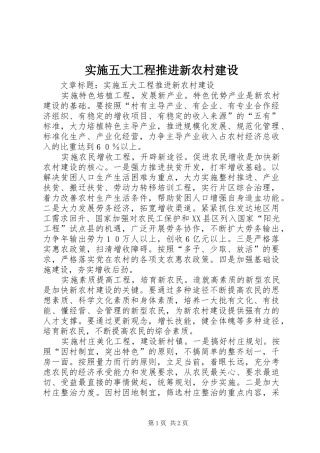 2024年实施五大工程推进新农村建设