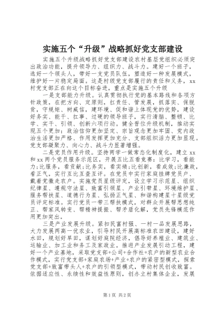 2024年实施五个升级战略抓好党支部建设