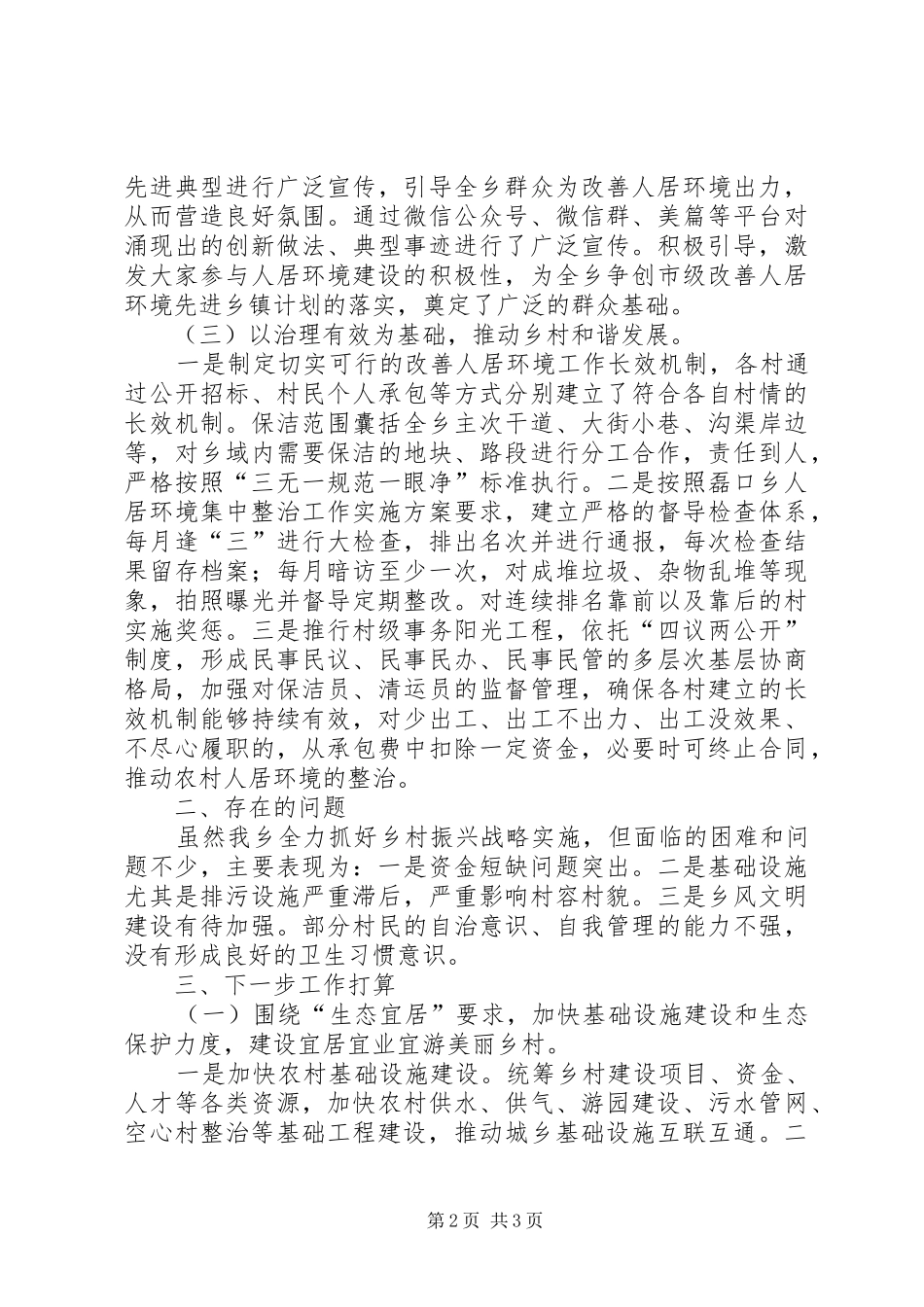 2024年实施乡村振兴战略暨改善农村人居环境交流汇报材料_第2页