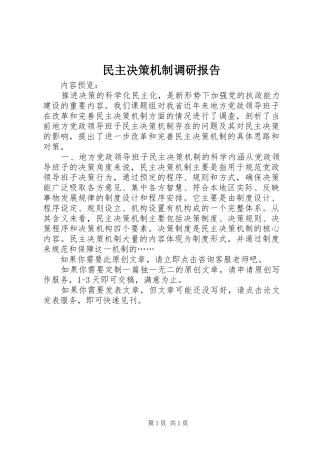 2024年民主决策机制调研报告