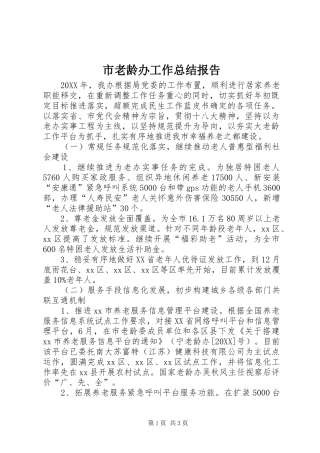 2024年市老龄办工作总结报告