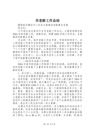 2024年市老龄工作总结