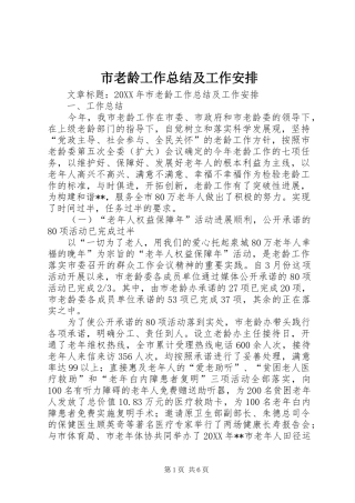 2024年市老龄工作总结及工作安排