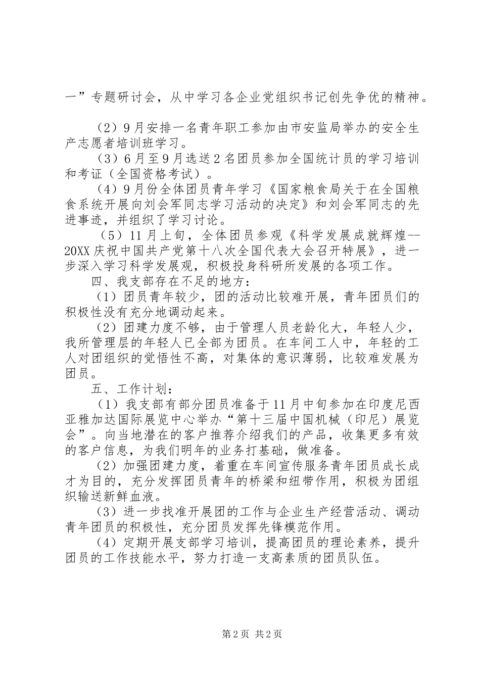 2024年市粮科所团支部工作总结与计划_第2页