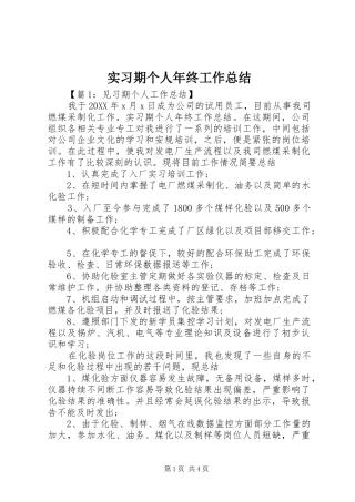 2024年实习期个人年终工作总结